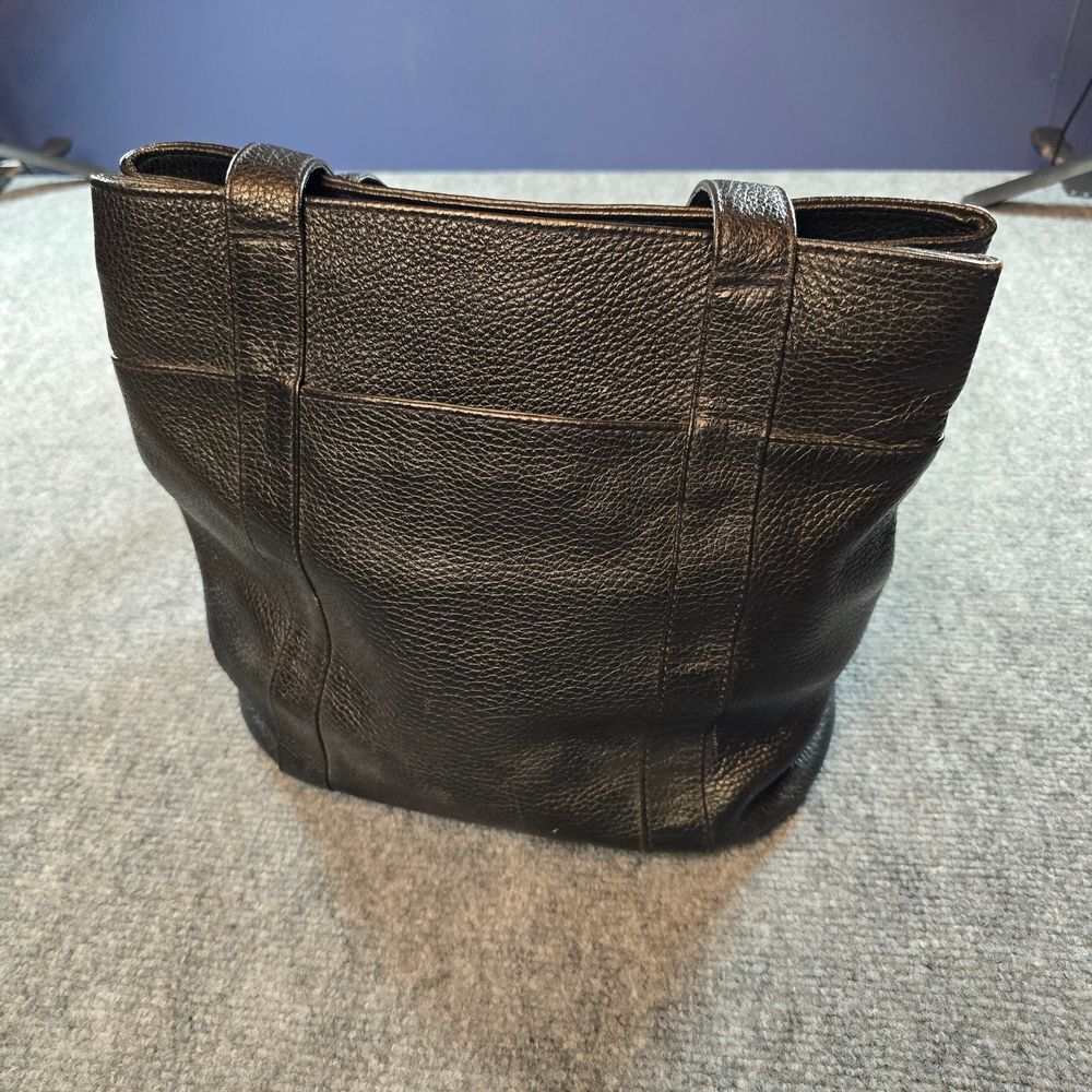 Orvis Black Pebbled Leather Tote Bag Womens Shoulder Purse Classic